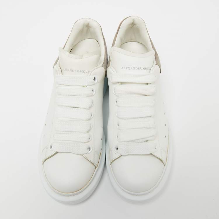 Pre Owned Alexander McQueen White Leather Oversized Sneakers Size 36.5