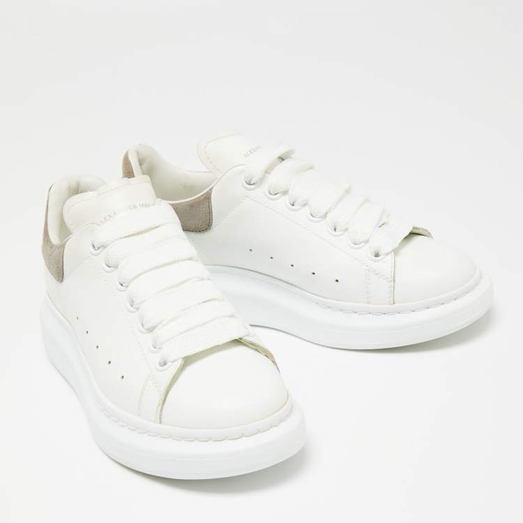 Pre Owned Alexander McQueen White Leather Oversized Sneakers Size 36.5