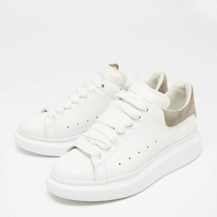 Pre Owned Alexander McQueen White Leather Oversized Sneakers Size 36.5