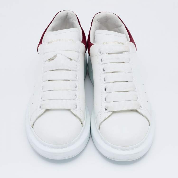 Pre Owned Alexander McQueen White Leather Oversized Low Top Sneakers Size 35.5