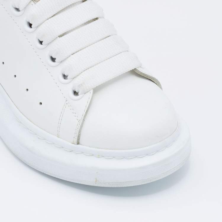 Pre Owned Alexander McQueen White Leather Oversized Low Top Sneakers Size 35.5