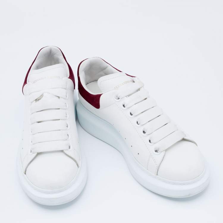 Pre Owned Alexander McQueen White Leather Oversized Low Top Sneakers Size 35.5