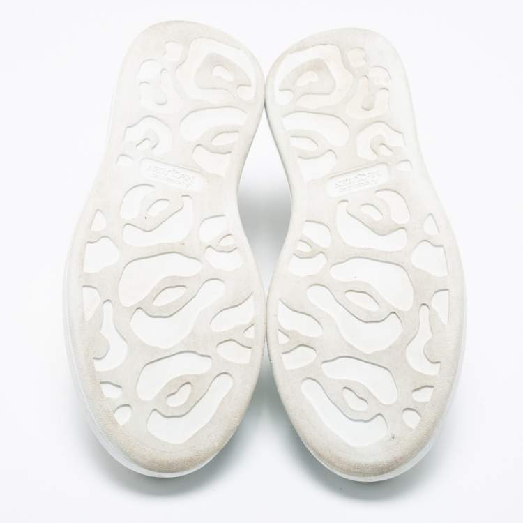 Pre Owned Alexander McQueen White/Black Leather And Suede Oversized Sneakers Size 39