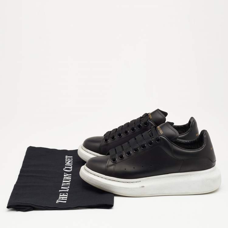 Pre Owned Alexander McQueen Black Leather Trainers Low Top Sneakers Size 38.5