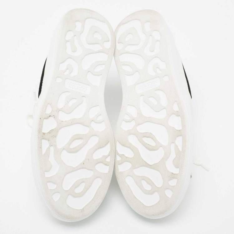 Pre Owned Alexander McQueen White/Black Leather and Suede Oversized Sneakers Size 38