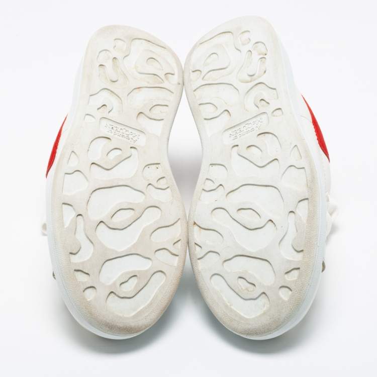 Pre Owned Alexander McQueen White/Red Leather Oversized Low Top Sneakers Size 36