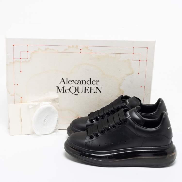 Pre Owned Alexander McQueen Black Leather Oversized Low-Top Sneakers Size 35
