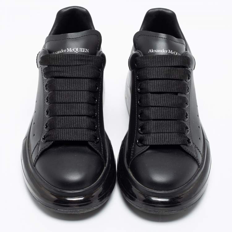 Pre Owned Alexander McQueen Black Leather Oversized Low-Top Sneakers Size 35