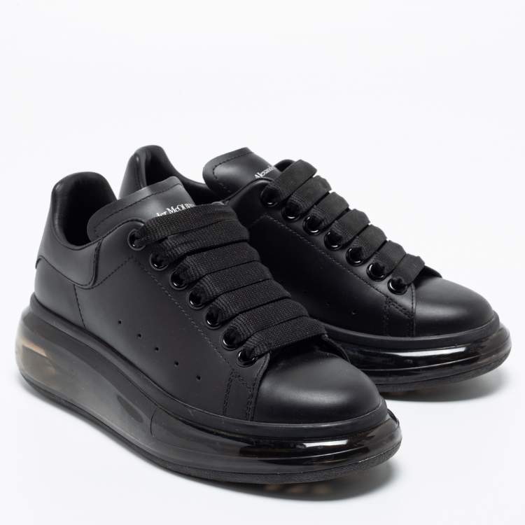 Pre Owned Alexander McQueen Black Leather Oversized Low-Top Sneakers Size 35