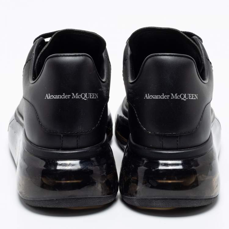 Pre Owned Alexander McQueen Black Leather Oversized Low-Top Sneakers Size 35
