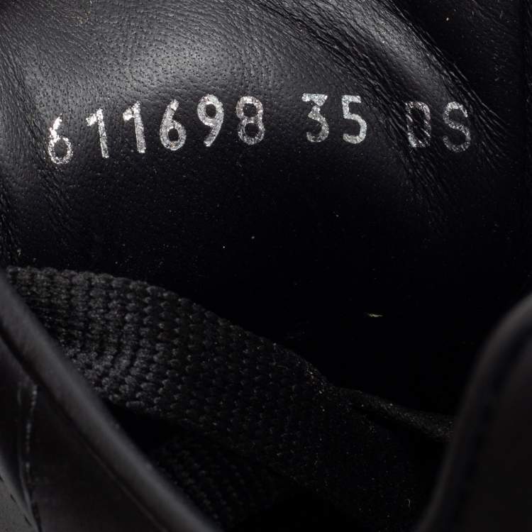 Pre Owned Alexander McQueen Black Leather Oversized Low-Top Sneakers Size 35