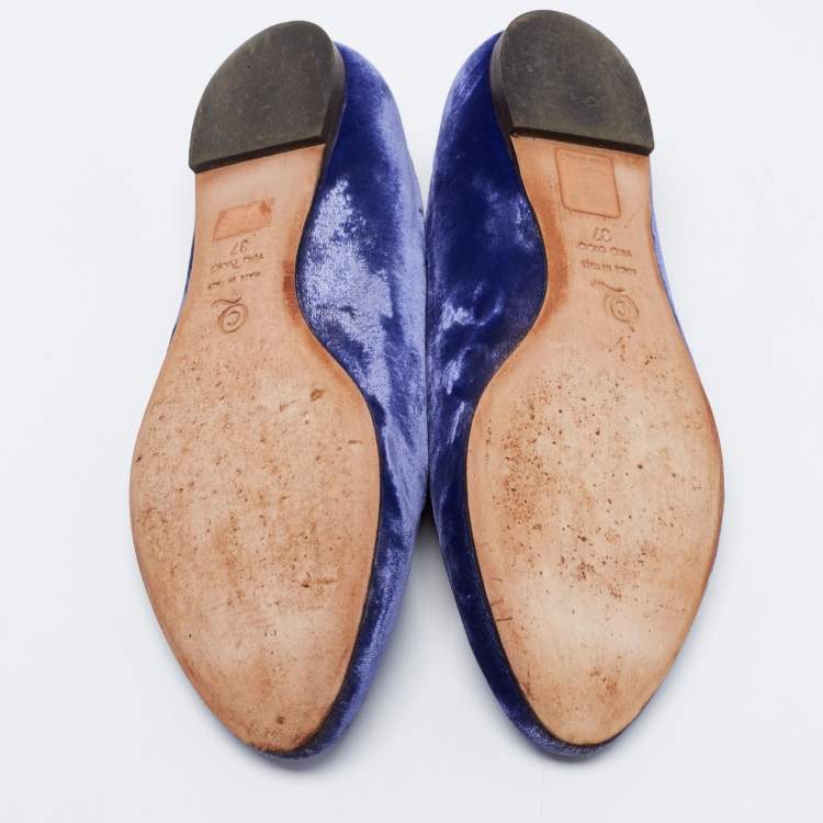 Pre Owned Alexander McQueen Purple/Blue Velvet Smoking Slippers Size 37