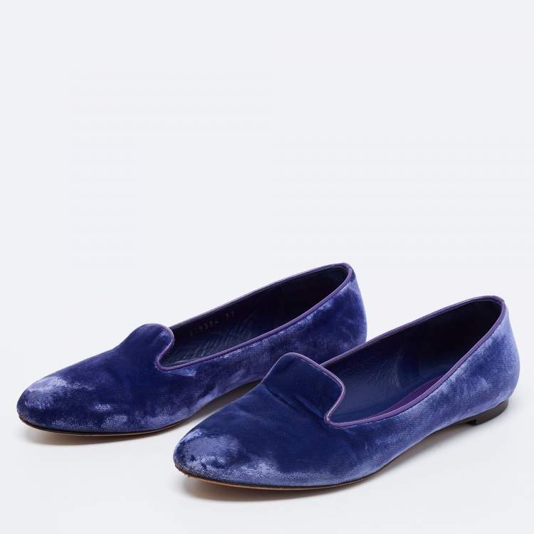 Alexander McQueen Purple/Blue Velvet Smoking Slippers Size 37 Alexander McQueen |