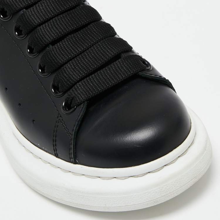 Pre Owned Alexander McQueen Black Leather Oversized Low-Top Sneakers Size 36