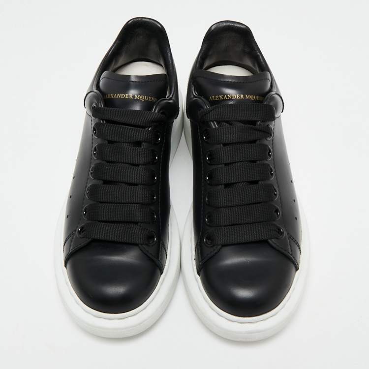 Pre Owned Alexander McQueen Black Leather Oversized Low-Top Sneakers Size 36