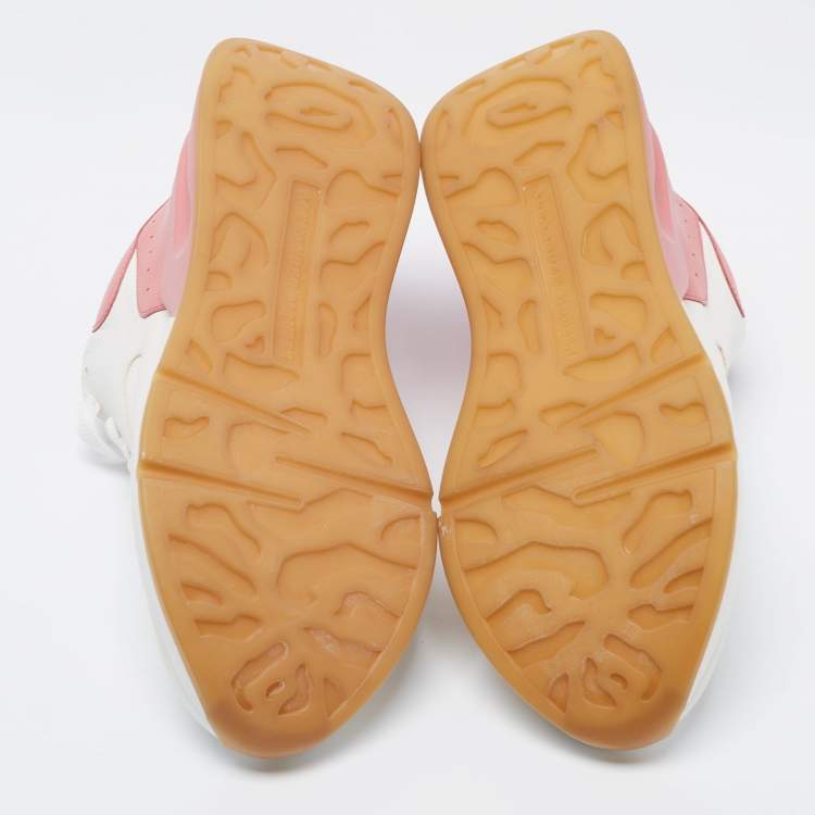 Pre Owned Alexander McQueen White/Pink Leather Oversized Runner Sneakers Size 39