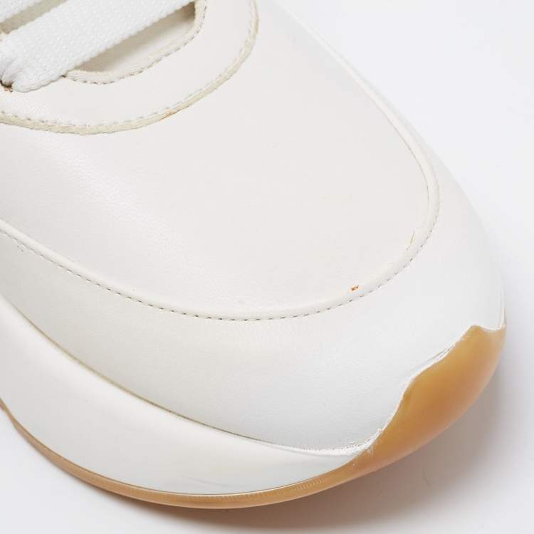 Pre Owned Alexander McQueen White/Pink Leather Oversized Runner Sneakers Size 39