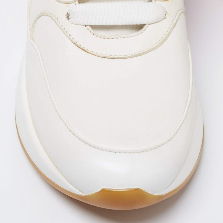 Pre Owned Alexander McQueen White/Pink Leather Oversized Runner Sneakers Size 39