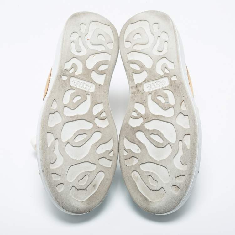 Pre Owned Alexander McQueen White/Gold Leather Oversized Sneakers Size 37