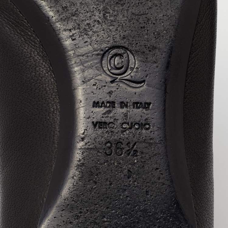 Pre Owned Alexander McQueen Black Leather Skull City Ballet Flats Size 36.5