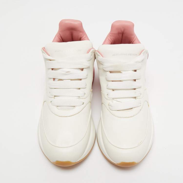 Pre Owned Alexander Mcqueen White/ Pink Leather Oversized Sneakers Size 39