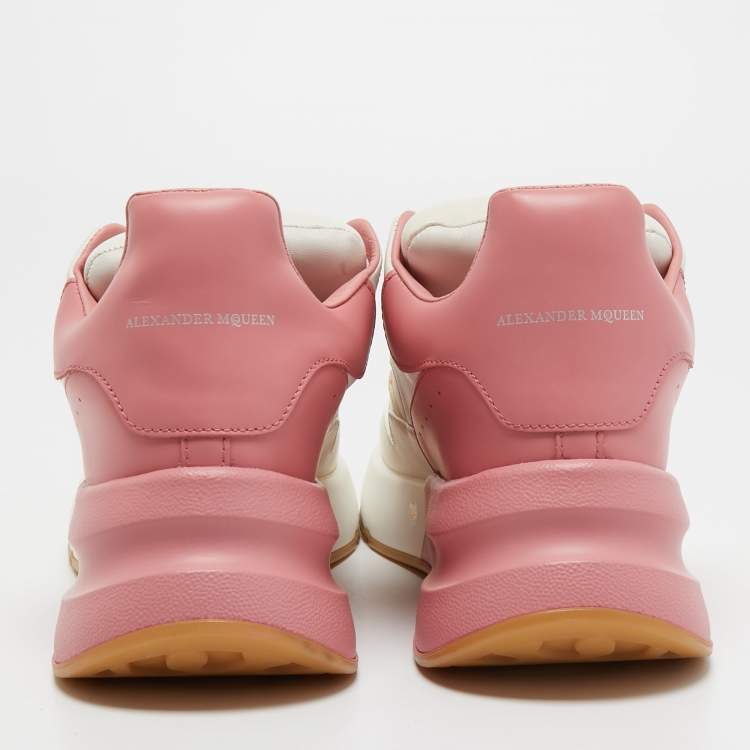 Pre Owned Alexander Mcqueen White/ Pink Leather Oversized Sneakers Size 39