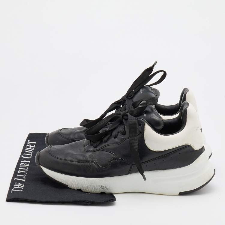 Pre Owned Alexander McQueen Black Leather Runner Sneakers Size 40.5  