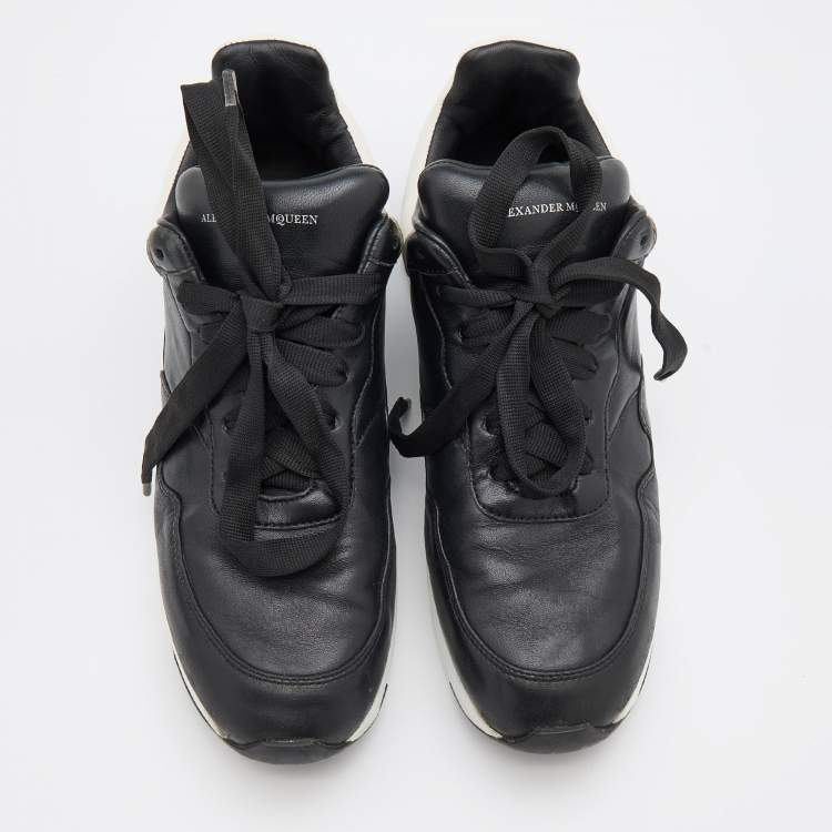 Pre Owned Alexander McQueen Black Leather Runner Sneakers Size 40.5  