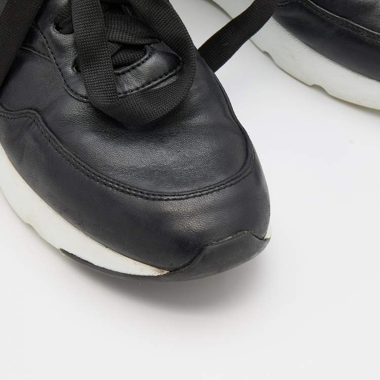 Pre Owned Alexander McQueen Black Leather Runner Sneakers Size 40.5  