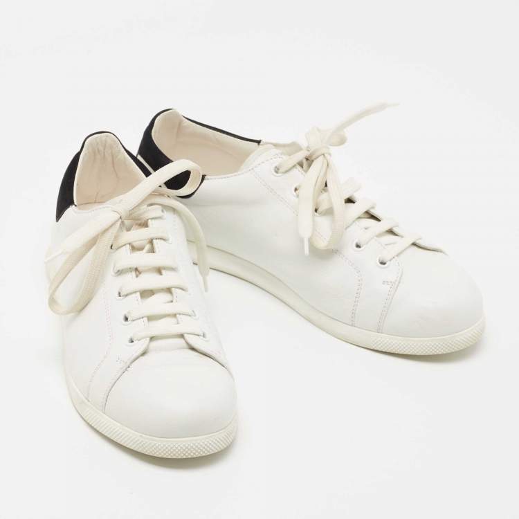 Pre Owned Alexander McQueen White Leather Low Top Sneakers Size 39.5 