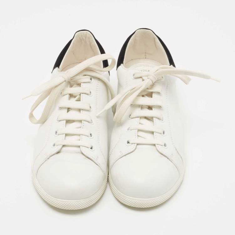 Pre Owned Alexander McQueen White Leather Low Top Sneakers Size 39.5 