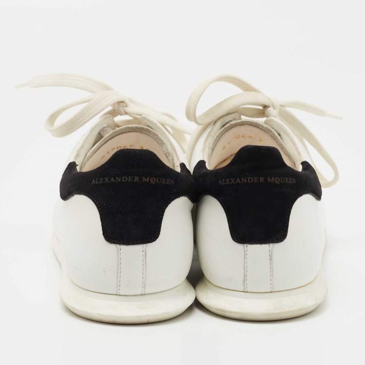 Pre Owned Alexander McQueen White Leather Low Top Sneakers Size 39.5 