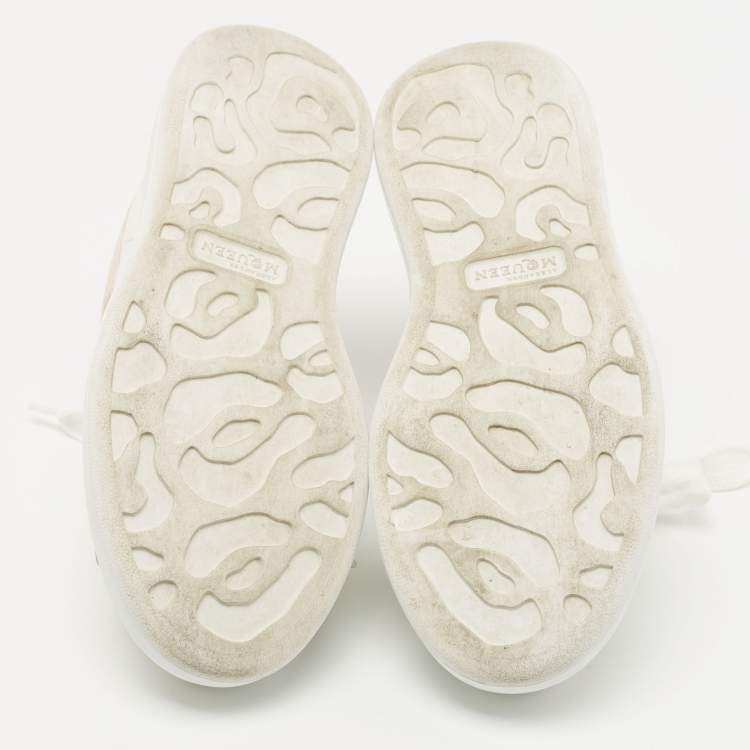 Pre Owned Alexander McQueen White/Pink Leather and Suede Oversized Sneakers Size 37