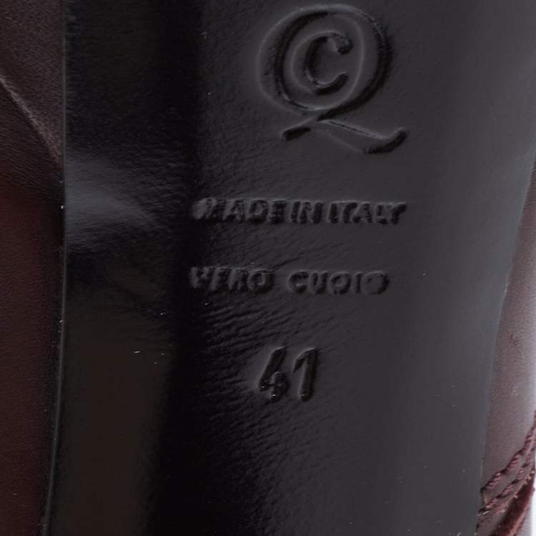 Pre Owned Alexander McQueen Burgundy Leather Knee Length Boots Size 41