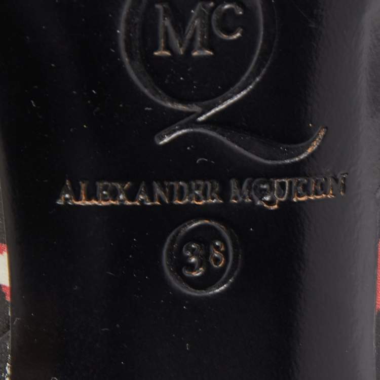 Pre Owned Alexander McQueen Tricolor Pixel Print Leather Lex D'orsay Pumps Size 38