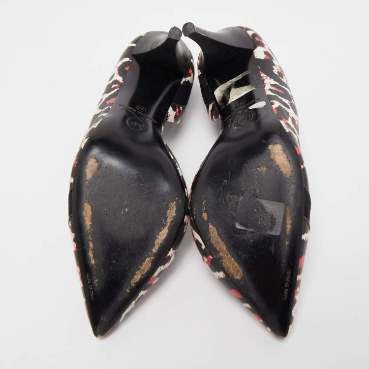 Pre Owned Alexander McQueen Tricolor Pixel Print Leather Lex D'orsay Pumps Size 38