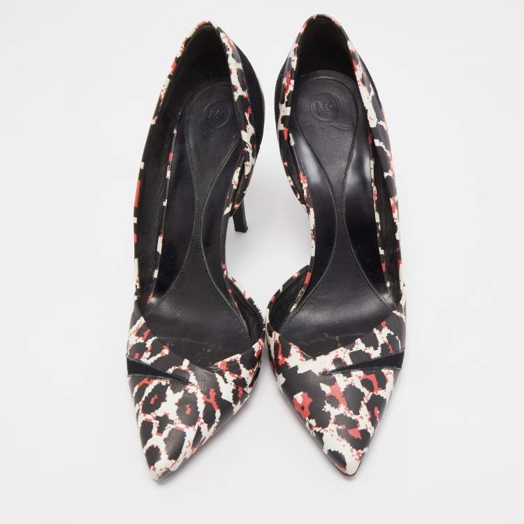 Pre Owned Alexander McQueen Tricolor Pixel Print Leather Lex D'orsay Pumps Size 38