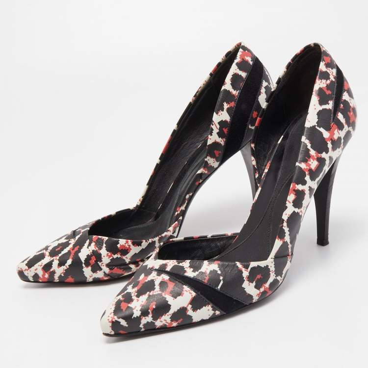 Pre Owned Alexander McQueen Tricolor Pixel Print Leather Lex D'orsay Pumps Size 38