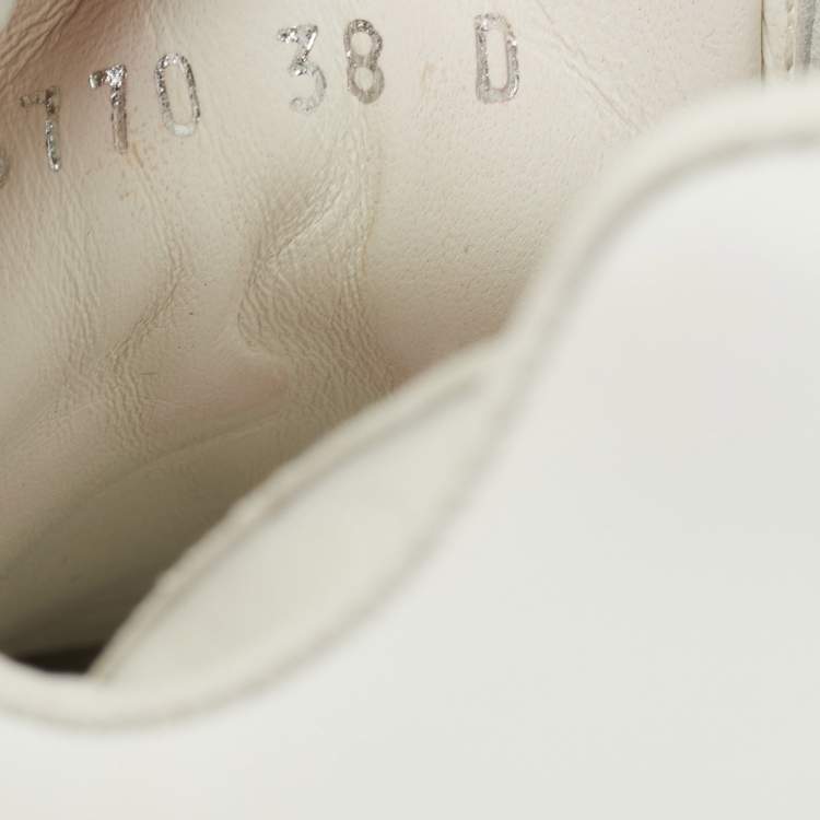 Pre Owned Alexander McQueen White/Blue Leather Oversized Sneakers Size 38