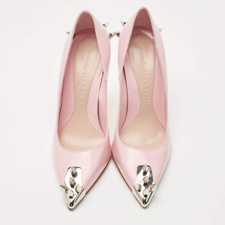 Pre Owned Alexander McQueen Pink Leather Spike Pumps Size 39