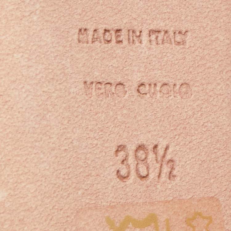 Pre Owned Alexander McQueen White/Beige Laser Cut  Leather and Suede Toe Ring Flat Sandals Size 38.5