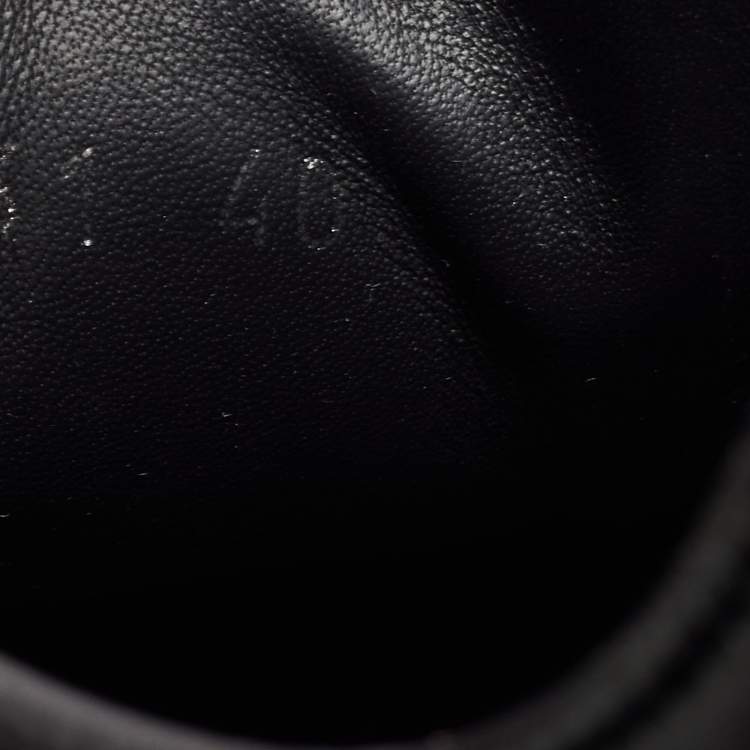 Pre Owned Alexander McQueen Metallic Grey/Black Laminated Suede and Leather Oversized  Sneakers Size 40