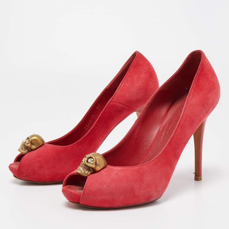 Alexander mcqueen store red velvet shoes