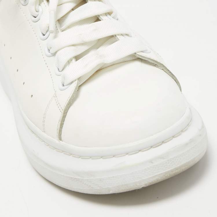 Pre Owned Alexander McQueen White Leather and Suede Oversized Low-Top Sneakers Size 40