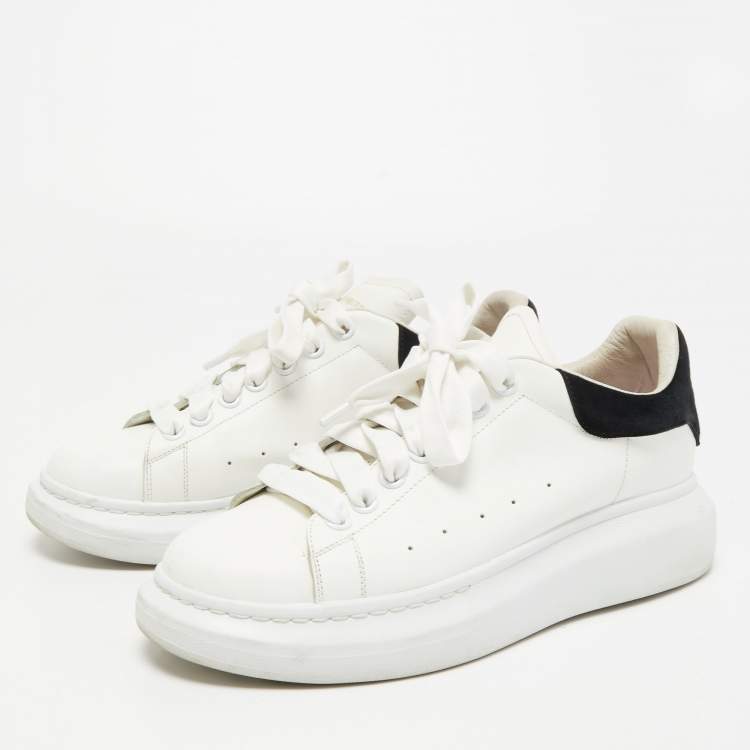 Pre Owned Alexander McQueen White Leather and Suede Oversized Low-Top Sneakers Size 40