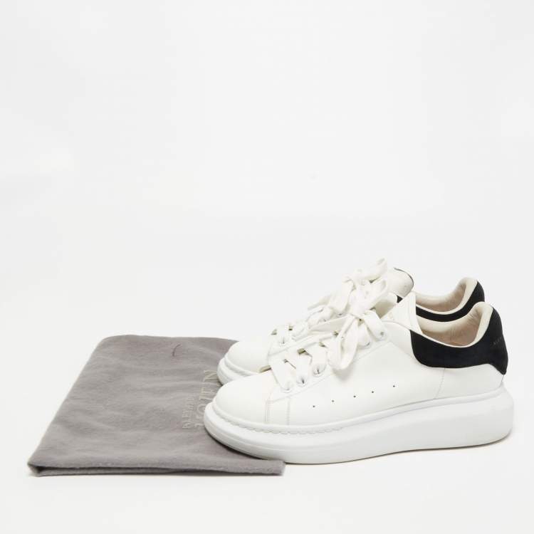 Pre Owned Alexander McQueen White Leather and Suede Oversized Low-Top Sneakers Size 40
