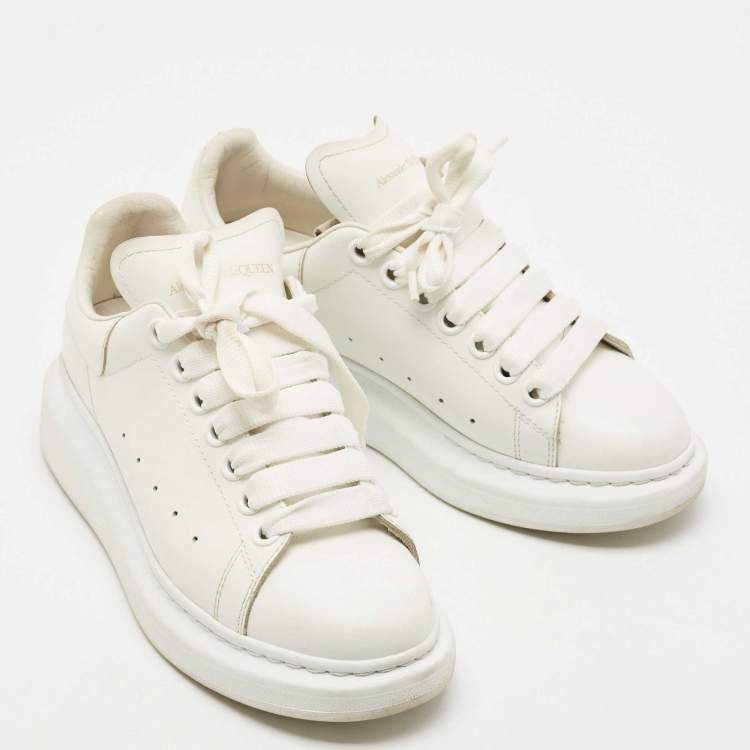 Pre Owned Alexander McQueen White Leather Oversized Sneakers Size 36.5