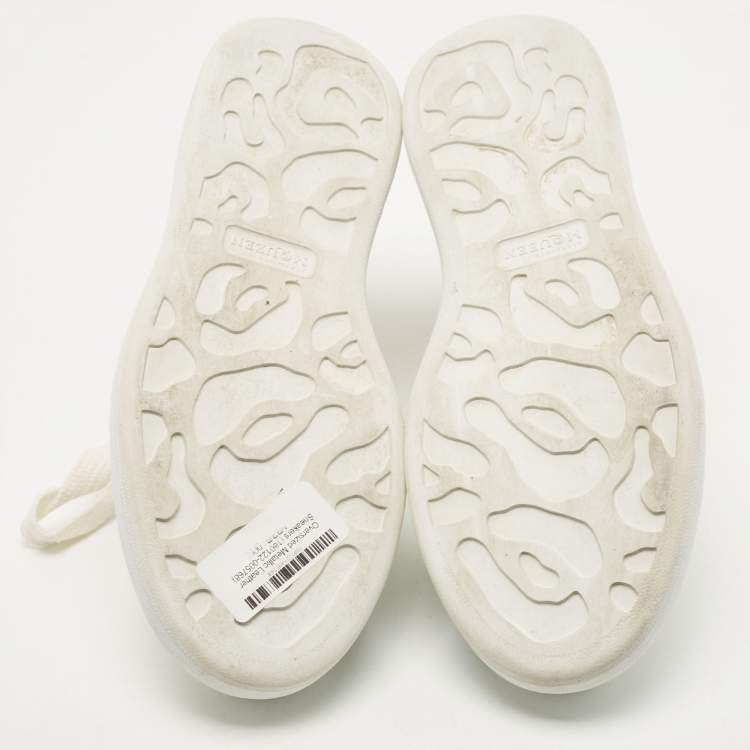 Pre Owned Alexander McQueen White/Gold Leather Oversized Sneakers Size 40