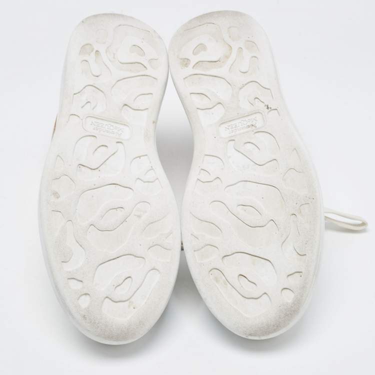 Pre Owned Alexander McQueen White/Metallic Leather Oversized Sneakers Size 39