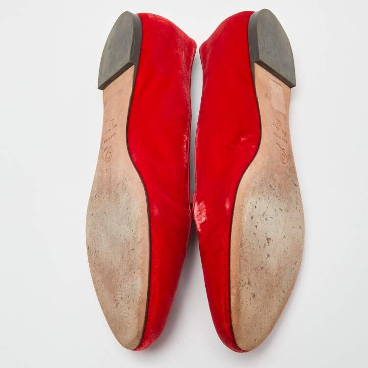 Pre Owned Alexander McQueen Red Velvet Embroidered Skull Smoking Slippers Size 38